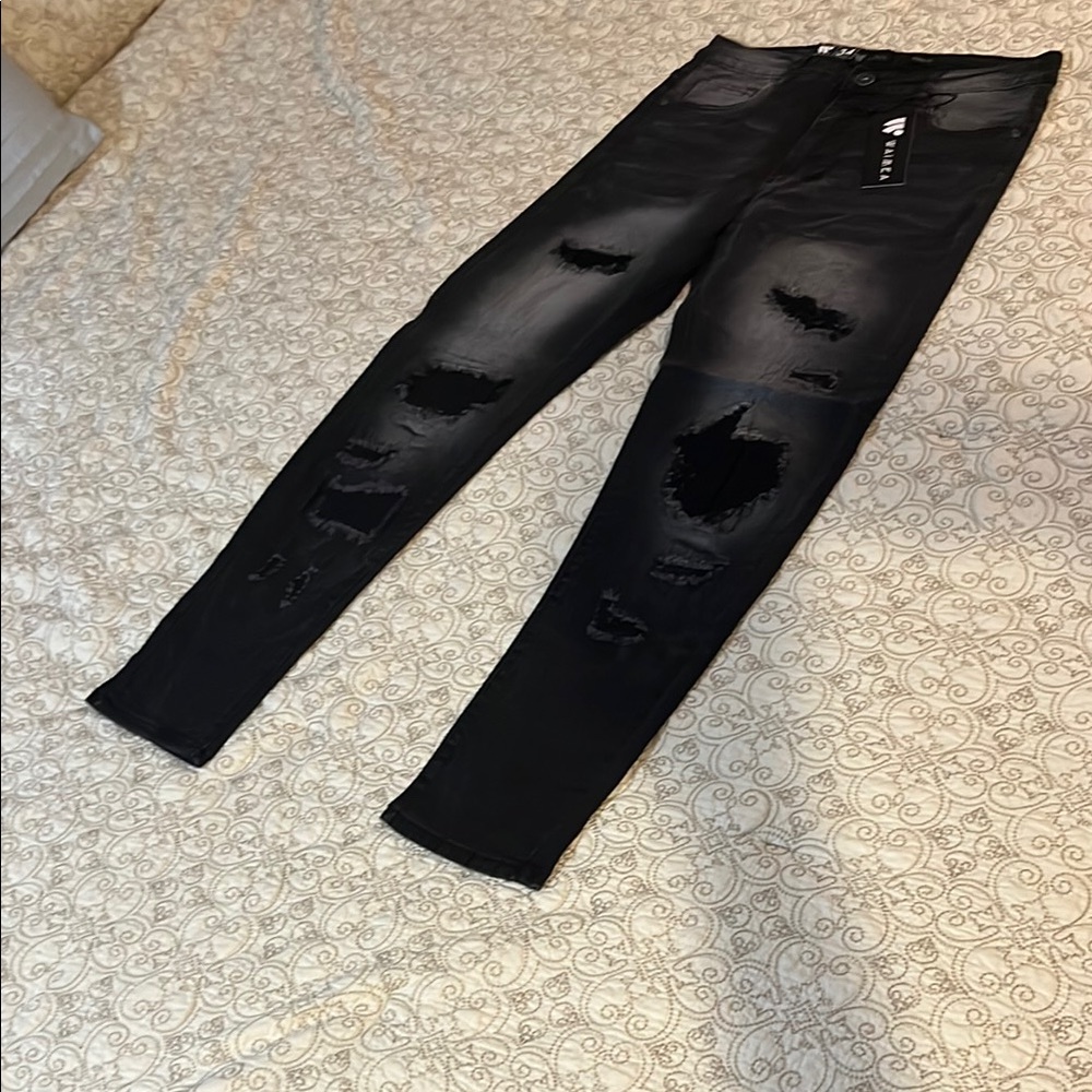 Waimea Black Distressed Skinny Jeans